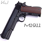 [黑色]-KJ M1911 全金屬瓦斯槍 GBB手槍，BB槍 二戰美軍 短槍（滑套會動、後座力、無彈後定）