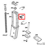 點一下即可放大預覽 -- KWA／KSC MP7 瓦斯彈匣出氣閥（零件編號#210）GBB瓦斯槍零件