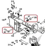 點一下即可放大預覽 -- KWA M4 KR7 彈夾卡榫總成 (零件編號#66 #173 #67 #205)，彈匣釋放鈕