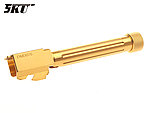 點一下即可放大預覽 -- [金色~直溝款]-5KU Marui G17／G18 130mm鋁製外管 槍管 14mm逆牙，GB-430