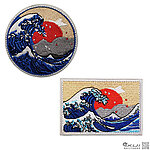 點一下即可放大預覽 -- [方形]-和風日式浮世繪 神奈川刺繡 魔術臂章