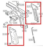 點一下即可放大預覽 -- WE P226 E2 瓦斯槍 握把片 兩片一組 (零件編號#S-70、S-71)