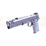 點一下即可放大預覽 -- [銀色]-AW Custom 抑制器加長版 M1911 瓦斯槍、WE GBB手槍（滑套會動、後座力、無彈後定）NE310