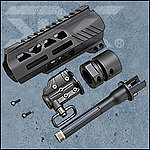點一下即可放大預覽 -- [黑色]-SRC SM4 電槍護木組+金屬槍管 145mm（SM4-145）AEG電動槍零件