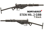 東北 新版 斯登衝鋒槍 STEN MK 2 瓦斯槍、T型槍托、MK II 司登GBB，Northeast 東北製作所，NE-SMG-11