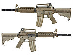 點一下即可放大預覽 -- [沙色]-WE M4 RIS V3 瓦斯槍、魚骨護木，GBB步槍、長槍、開膛版（仿真可動槍機、後座力、無彈後定）M001R