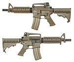點一下即可放大預覽 -- [沙色]-WE M4 CQB V3 瓦斯槍、魚骨護木，GBB步槍、長槍、開膛版（仿真可動槍機、後座力、無彈後定）M002