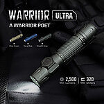 點一下即可放大預覽 -- OLIGHT Warrior Ultra 戰術值勤高亮度手電筒 2500流明 320米 OAL高硬度外殼 兩段式尾按 強光/爆閃保全 夜間 EDC 露營 避難 
